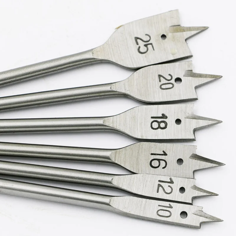 6pcs Wood Flat Drill Sets 10mm 12mm 16mm 18mm 20mm 25mm Paddle Flat Wood Boring Drill Bit Sets Power Tools With Hex Shank