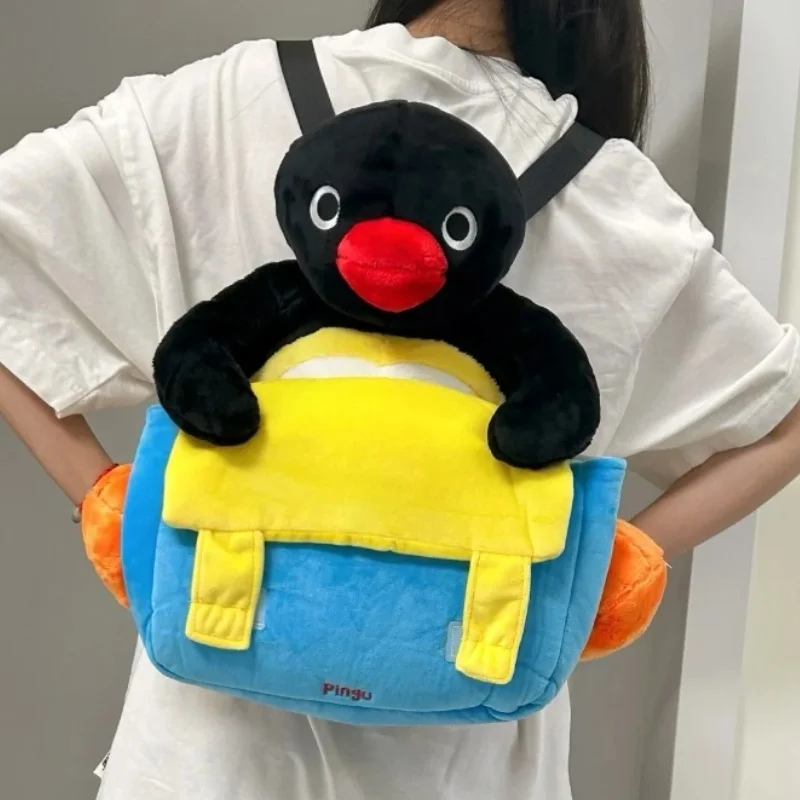 Hot Penguin Backpack Cute Little Penguin Plush Toy Doll Bag Cotton Splicing Student Large Capacity Fashion Unisex Backpack Gifts