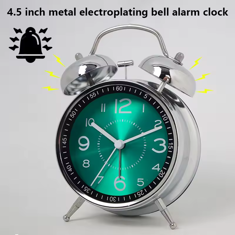 Iron Art Student Small Alarm Clock Children's Silent Fashion Table Clock Desktop Creative Glow Pointer Quartz Watch