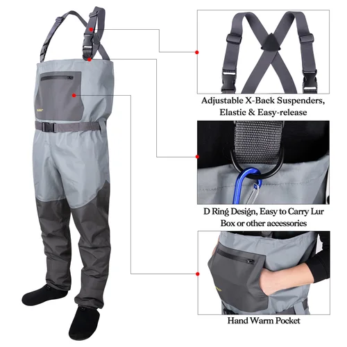 Goture 100% impermeable pesca con mosca caza pecho Wader S/M/L/XL/XXL Ultra transpirable ligero comodidad media cadera Wader
