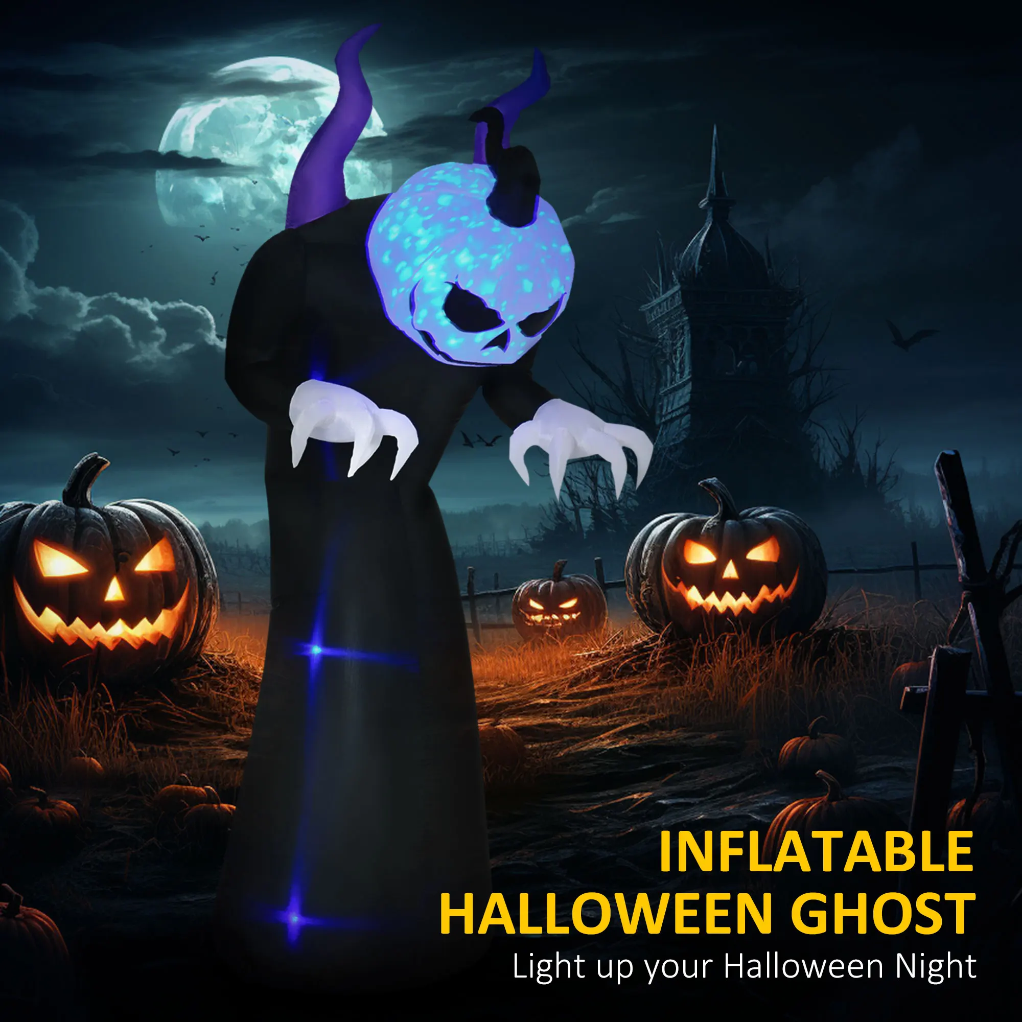 

Halloween Decorations Outdoor, 6.8FT Giant Inflatable Ghost with LED Lights Scary Halloween Blow Up Decor for Yard, Haunted