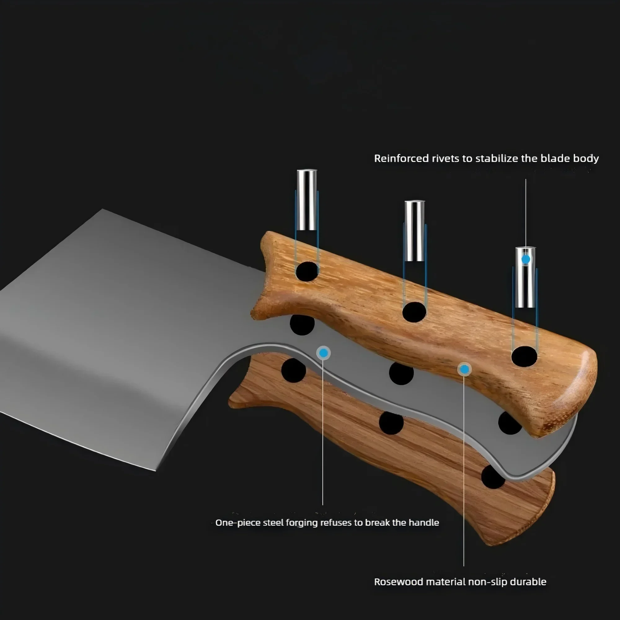 Stainless steel kitchen knife thickened forging bone knife household sharp carving knife cutting bone knife kitchen utensils
