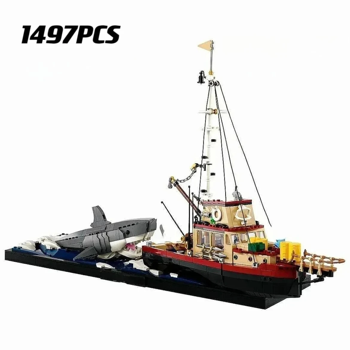 سلسلة جديدة القرش الأبيض العظيم 21350 قارب ديكور المنزل لعبة مجسمة عيد ميلاد الأطفال هدية الكريسماس (1497 قطعة)