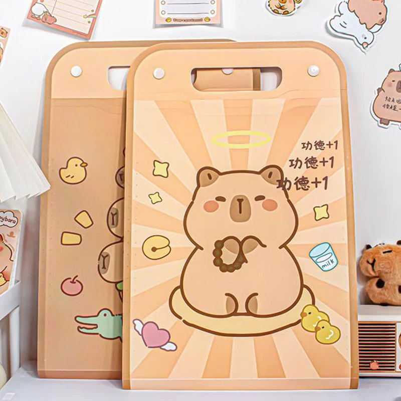 Cute Capybara File Folder Cartoon Creative Test Paper Storage Folder Portable Organ Pack Folder High-capacity File Folder