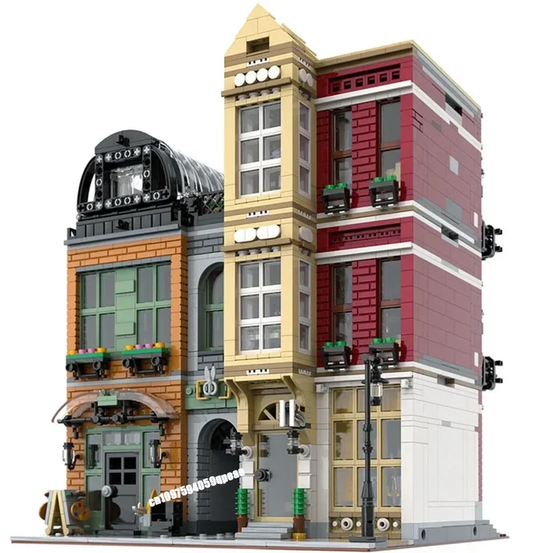 New 3680PCS City Hot Selling Street View Moc Modular Bootblack Street Model Custom Puzzle Diy Creative Ideas Kids Toys Gifts