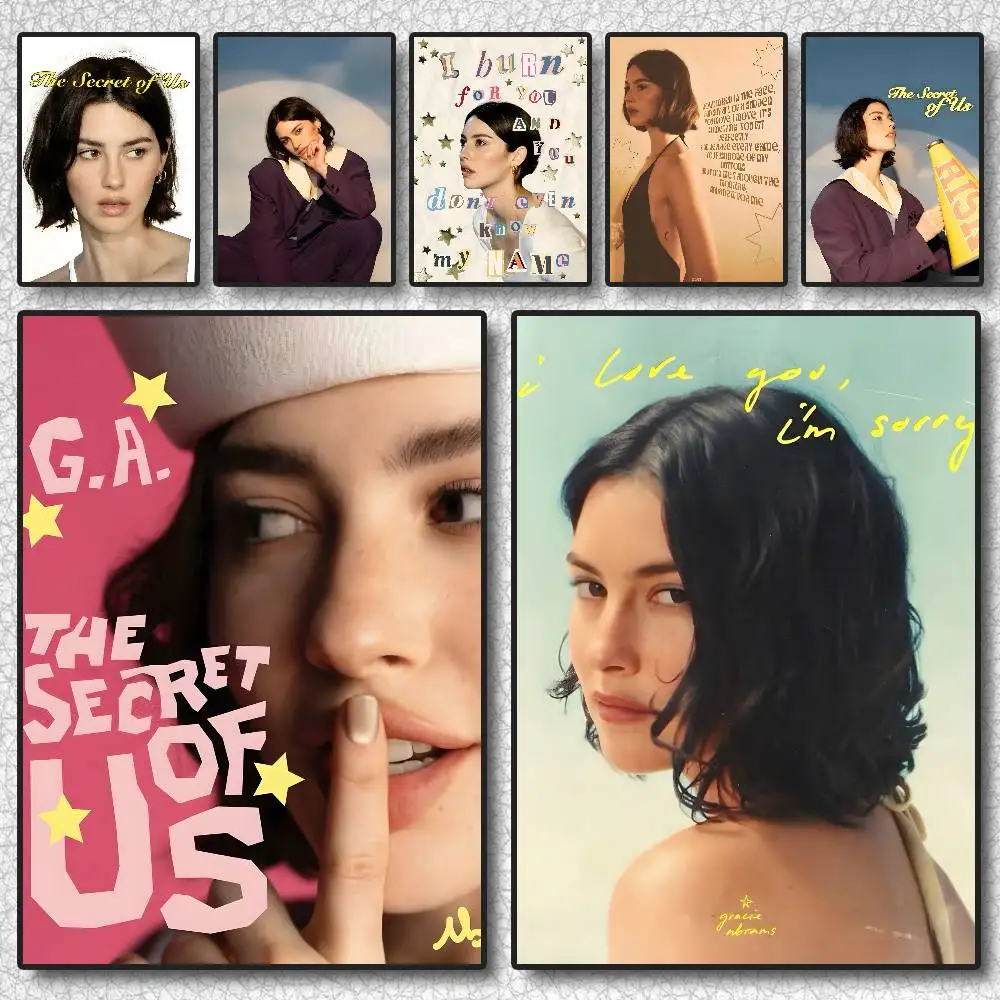 1PC Singer Gracie Abrams Poster Self-adhesive Art Waterproof Sticker Coffee House Dorm Room Wall Decor