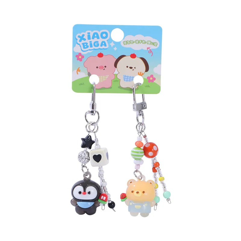 Porte-clés figurine de chaton mignon authentique, pendentif de sac d'école exquis, pendentif de chaîne de téléphone portable, article décoratif