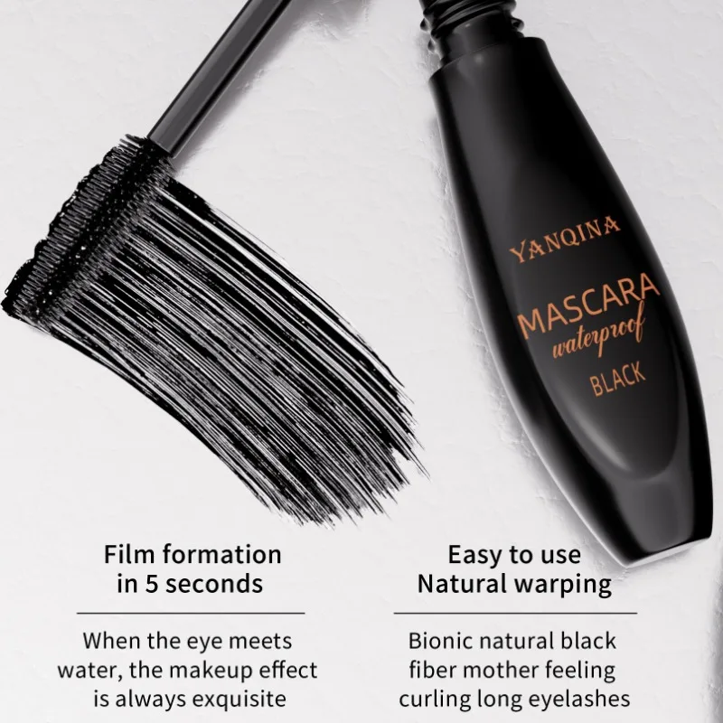 Yanqina Nieuwe Waterdichte Mascara Verlenging Curling Dikke Makkelijke Make-Up Duurzame Sneldrogende Beginnende Applicatie