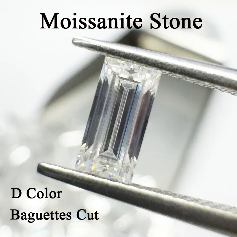 

Moissanite Stones D Color Rectangles Cut Pass Diamond Tester Gemstone Charms Jewelry Making Materials