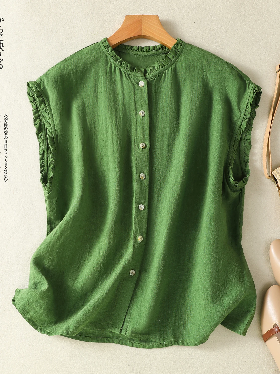 

Japanese Style Artistic Linen Short Sleeve Shirt Women Summer Loose Casual Cotton Linen Open Cardigan Top Vintage Commute Style
