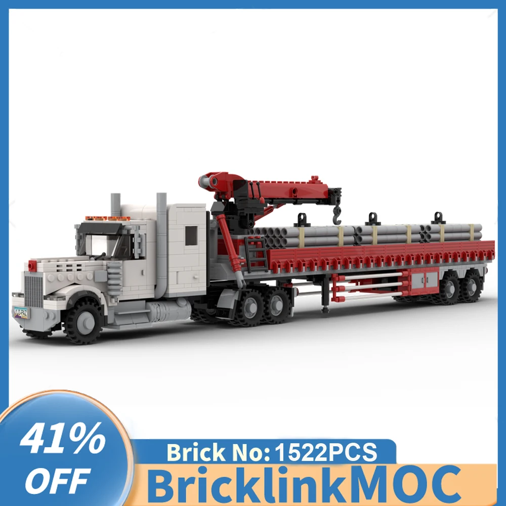 

NEW 1522PCS MOC city Engineering series Modular Kenworth W900 Crane Truck trailer model creative ideas Toy Gift technologyBlocks