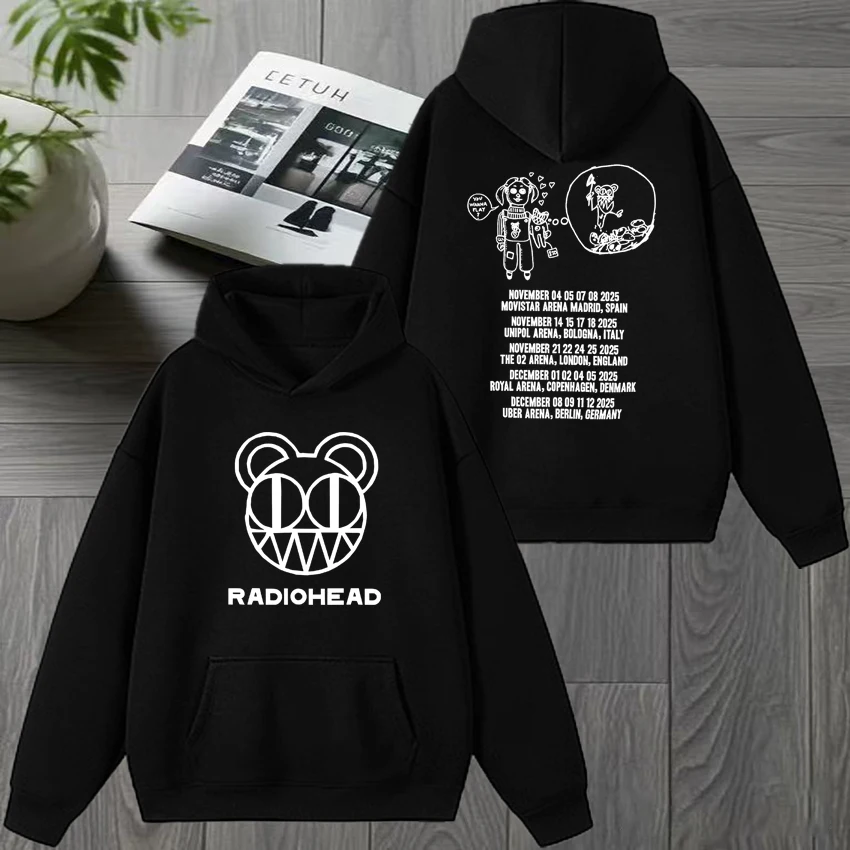 

Rock band Radiohead Tour 2025 Merch Double Sided printed Hoodies Men women vintage hip hop streetwear Unisex Fleece Sweatshirt