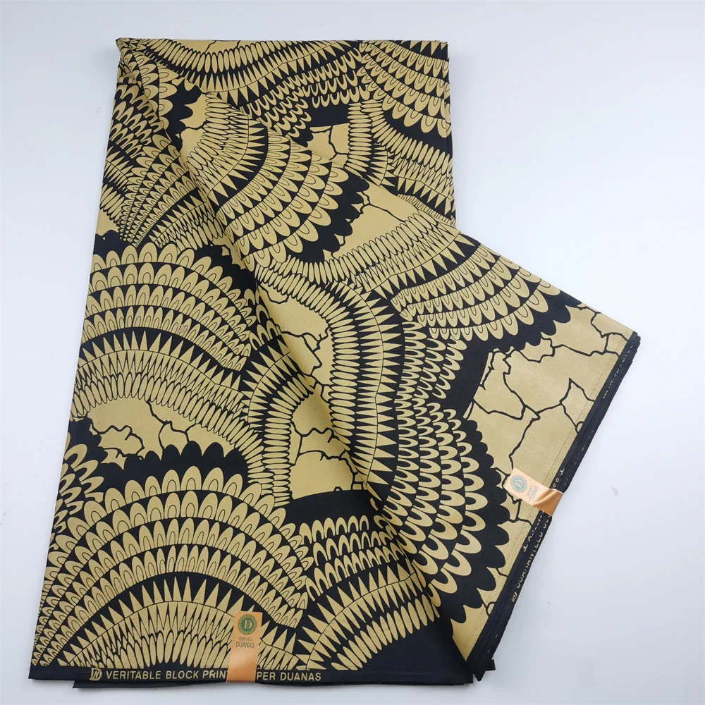 أحدث الشمع الكلاسيكي الحقيقي مضمون قماش طباعة الشمع الحقيقي الهولندية Hollandais Pagne أفريقيا فستان 100% قطن 6 ياردات #1