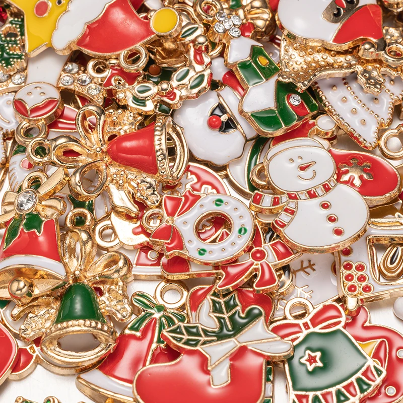 

20/40pcs Enamel Charms Random Mixed Style Christmas Pendants For DIY Earrings Necklaces Bracelets Jewelry Making Accessories