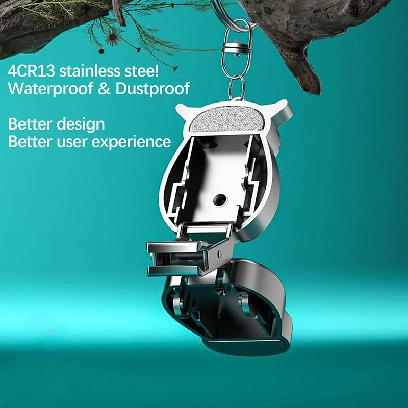 Tagliaunghie gufo Portachiavi domestico Mini tagliaunghie pieghevole Set singolo con portachiavi Decorazione appesa Coltello per unghie antispruzzo