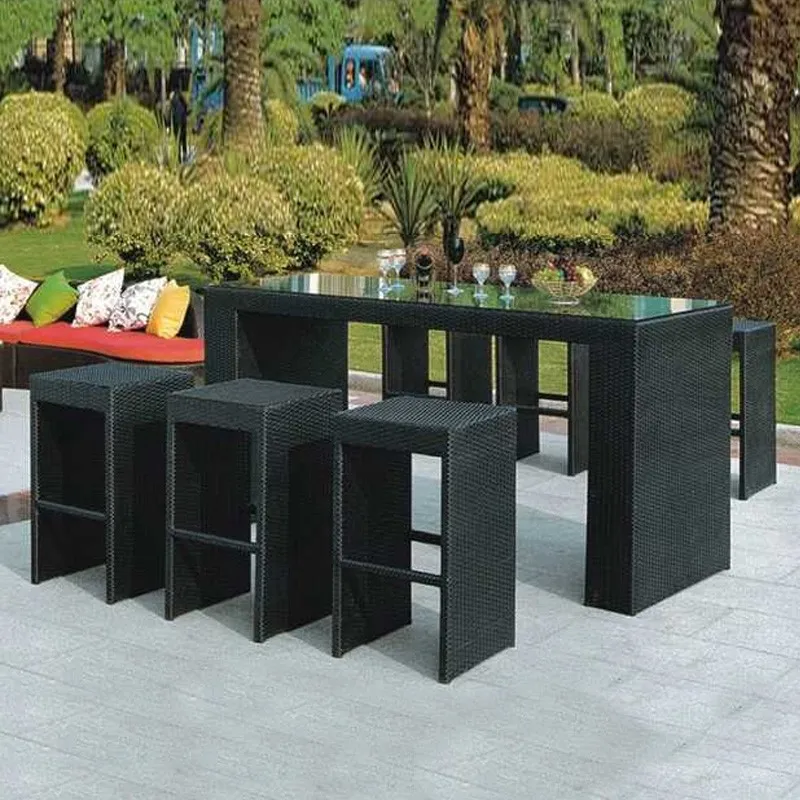 

Outdoor Bar Tables and Chairs Outdoor Leisure Tall Chairs Cafe Tea House Rattan Balcony Tables