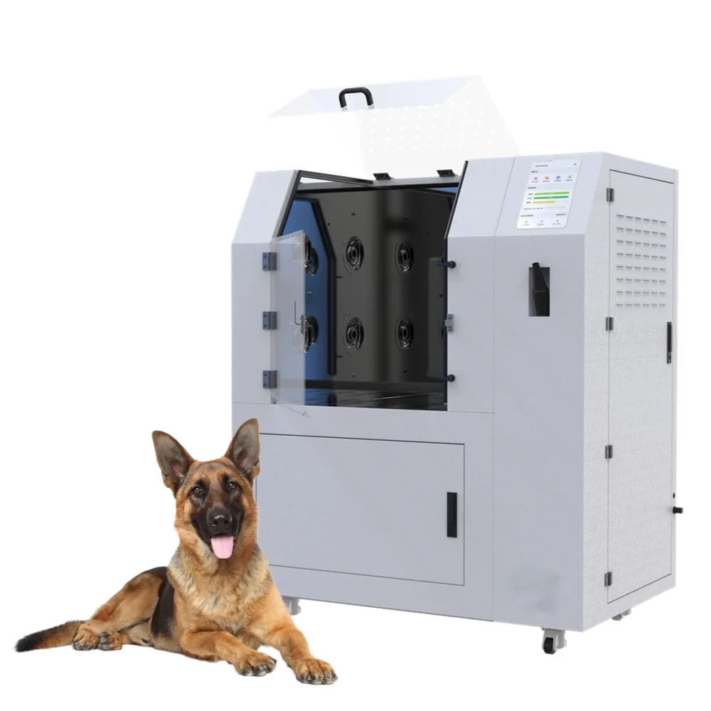 Macchina automatica per la toelettatura dei cani, prodotti spa e detergenti per animali domestici, sostenibili ed ecologici per il lavaggio e asciutto dei cani