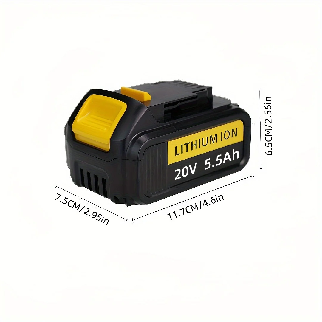 1Pack/2Pack 20V 5.5A Lithium Battery Power Tool Replacement For DeWalt DCB184 DCB181 DCB182 DCB200 Lithium Battery