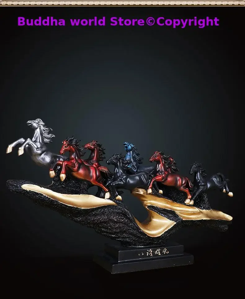 شركة مكتب منزلي متجر عمل مزدهر فعال رسم أموال راتنج نجاح حظًا سعيدًا 8 تمثال خيول فنغ شوي