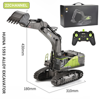 HUINA 1593 RC Excavator 1/14 Metal Alloy Engineering Crawler Tractor 2.4G Electric Remote Control Car Rc Vehicle Toys for Kids