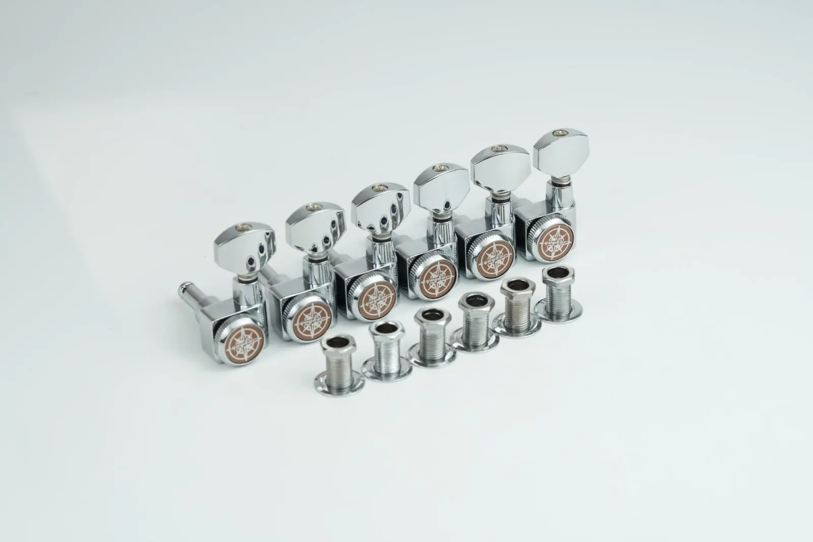 GUYKER 6R/6L Machine Heads no screws Locking Tuning Key Pegs Tuners Chrome