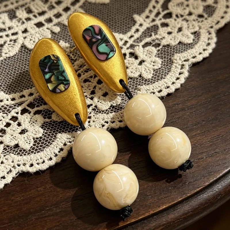 Vintage Big Statement Resin Geometric Ball Dangle Earrings For Women Personality New Pendientes