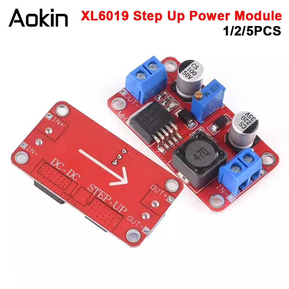 1/2/5PCS XL6019 5A DC-DC Step Up Power Module Boost Volt Converter 3.3V-35V To 5V 6V 9V 12V 24V