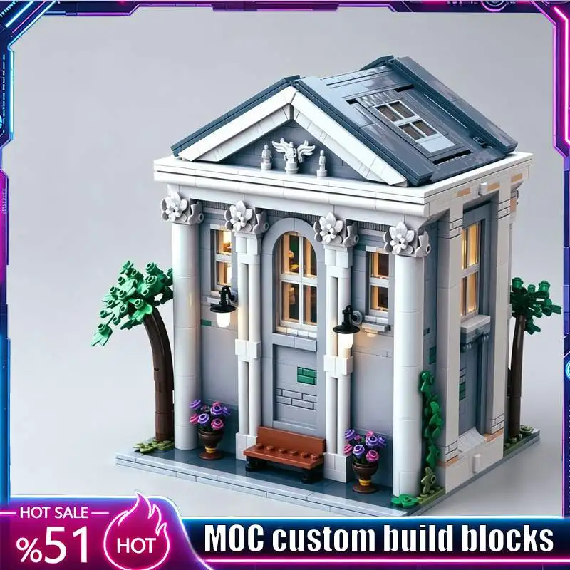 2224 PCS White Library MOC Architecture Building Model Custom Puzzle Blocks DIY Creative Assembly Educational Toy Gifts Display