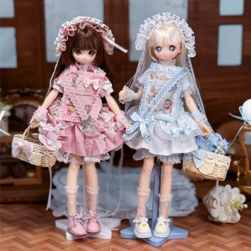 In Stock Island Bjd Doll Clothes Sweet Retro Lolita Outfit Full Set For 1/6 &1/8 Bjd Mjd Clothes Kawaii Doll Clothing New