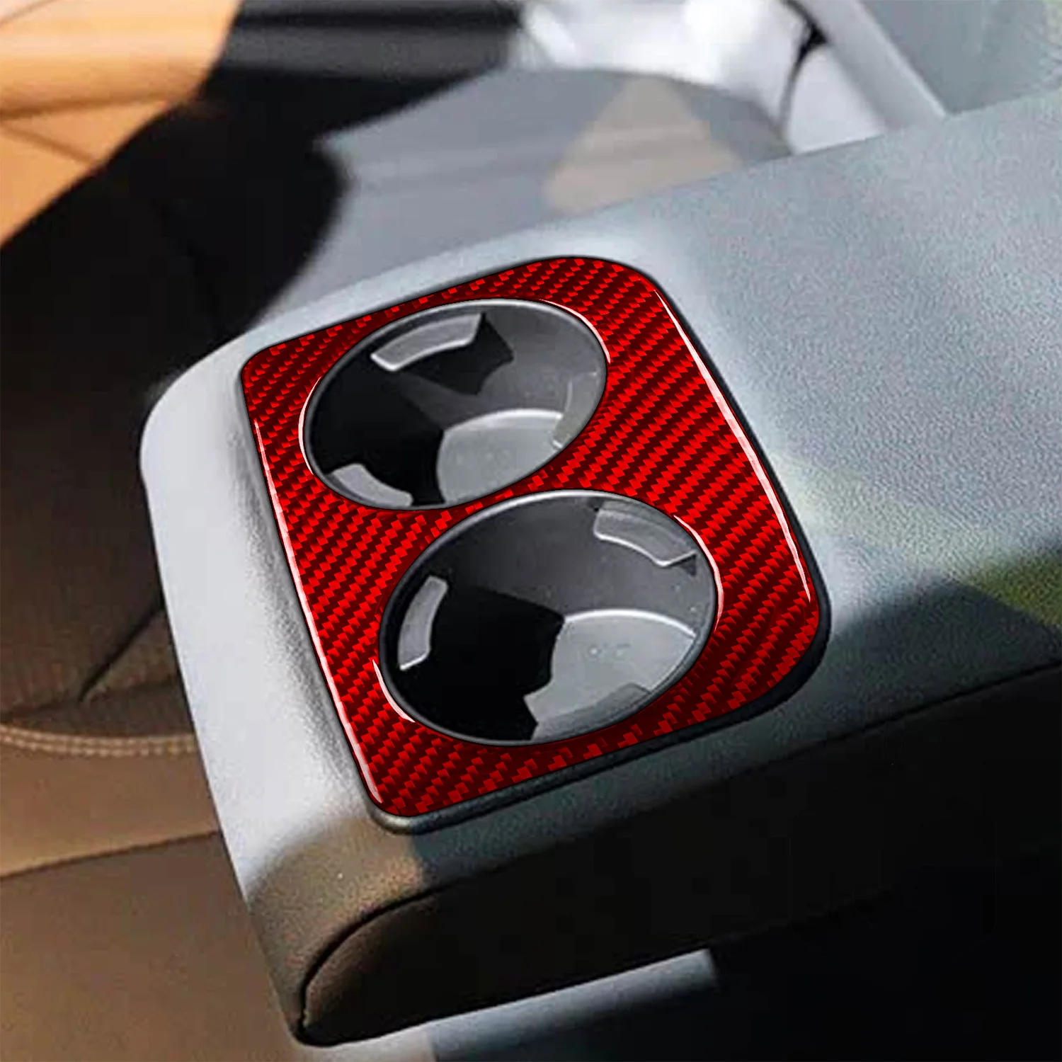 LHD! For Subaru Forester SK 2019-2024 Rear Cup Holder Frame Cover 1Pc Carbon Fiber Interior Trim