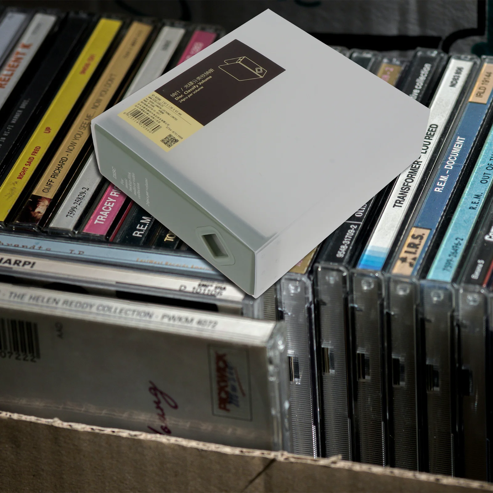 

1pc Cd Large Capacity Non-Woven Fabric Lined Ps Plastic Optical Disks Storage Box Scratch Resistant Stackable Design Plastic