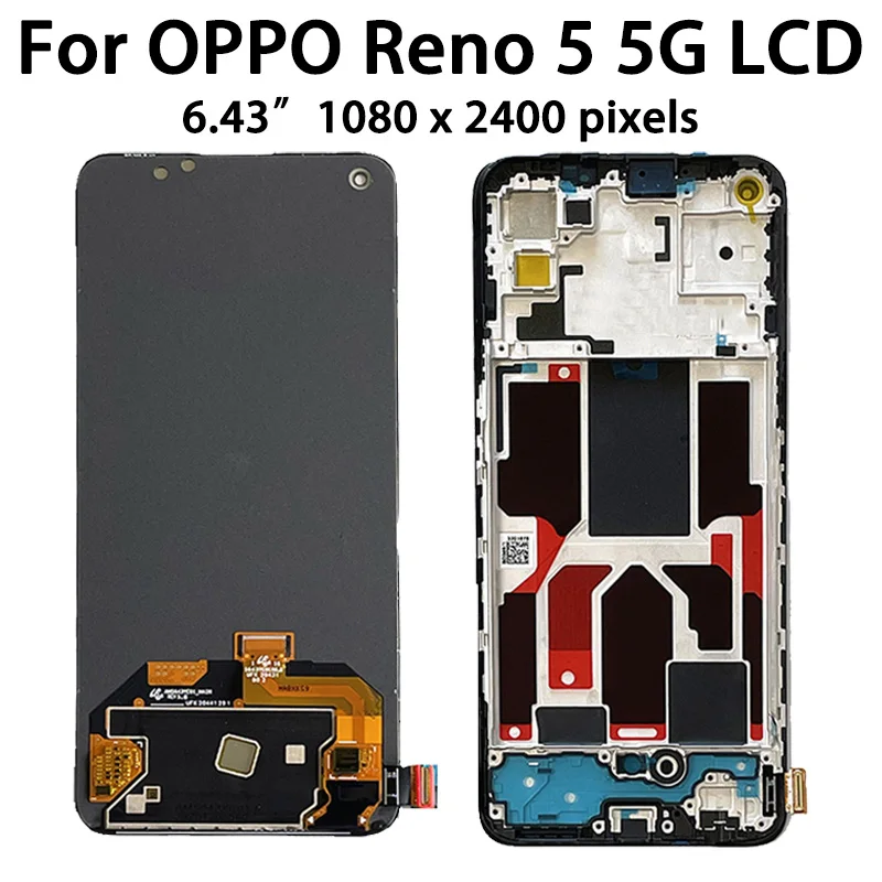 New for Oppo Reno 5 4G CPH2159 Lcd Display Touch Screen Digitizer Assembly for Oppo Reno5 5G PEGM00, PEGT00, CPH2145 LCD