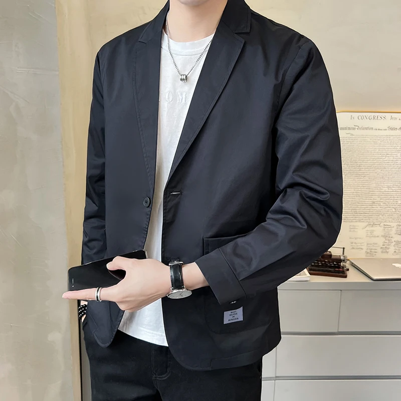 

Bla Casual Suit Jaet Men's Spring Autumn Slim Fit Korean Sle Mature Steady Spring Faion Single Piece Upper Apparel