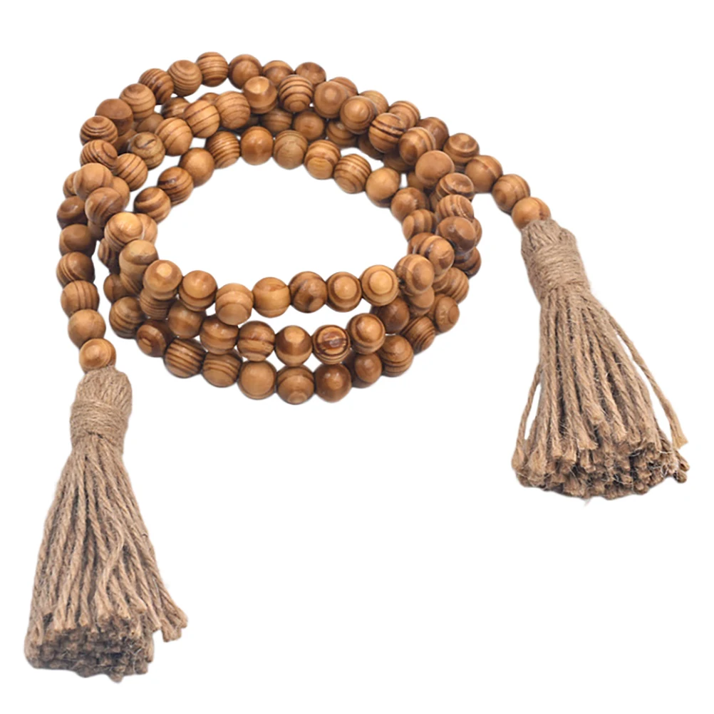 

Wooden Skewers Hemp Rope Indoor Ornaments Decorations Household Room Pine Crafts Tassel Bead Pendant Bohemian Style Home