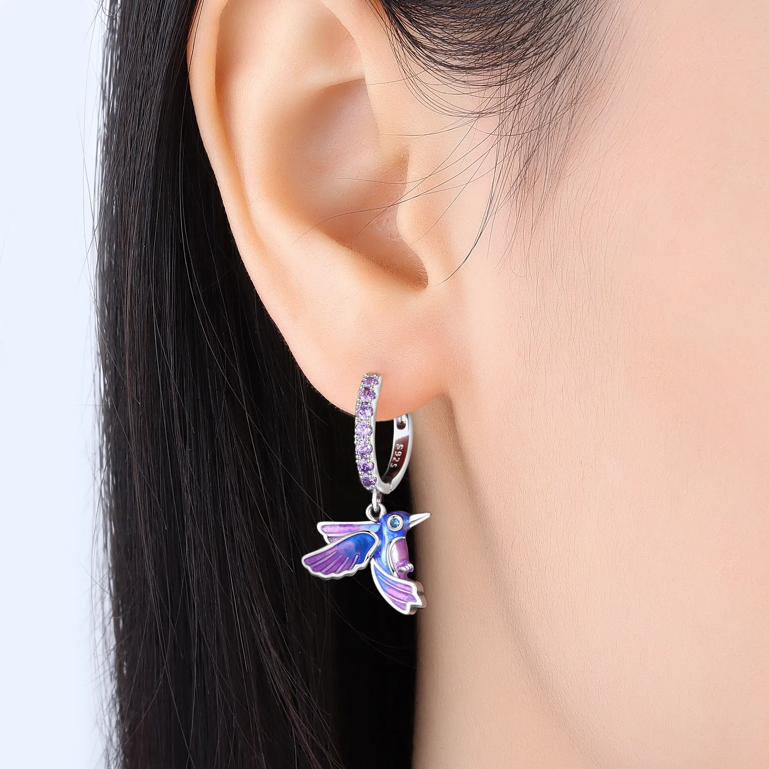 

Cycuff 925 Sterling Silver Blue Purple Bird Drop Earrings Women Earrings Charm Fashion Birthday Party Jewelry Fine Gift Aretes