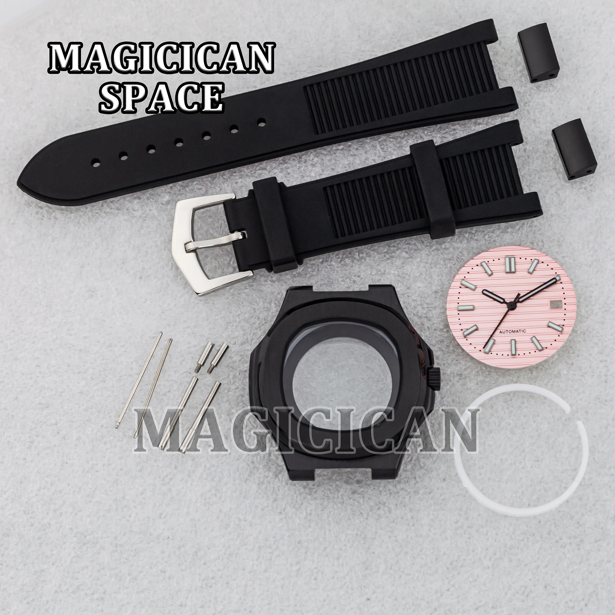 NH35 Case Rubber Strap Luminous Dial Hands for Nautilus Watch Mod Accessories fit NH35/36 Movement Waterproof 41mm Watch Case