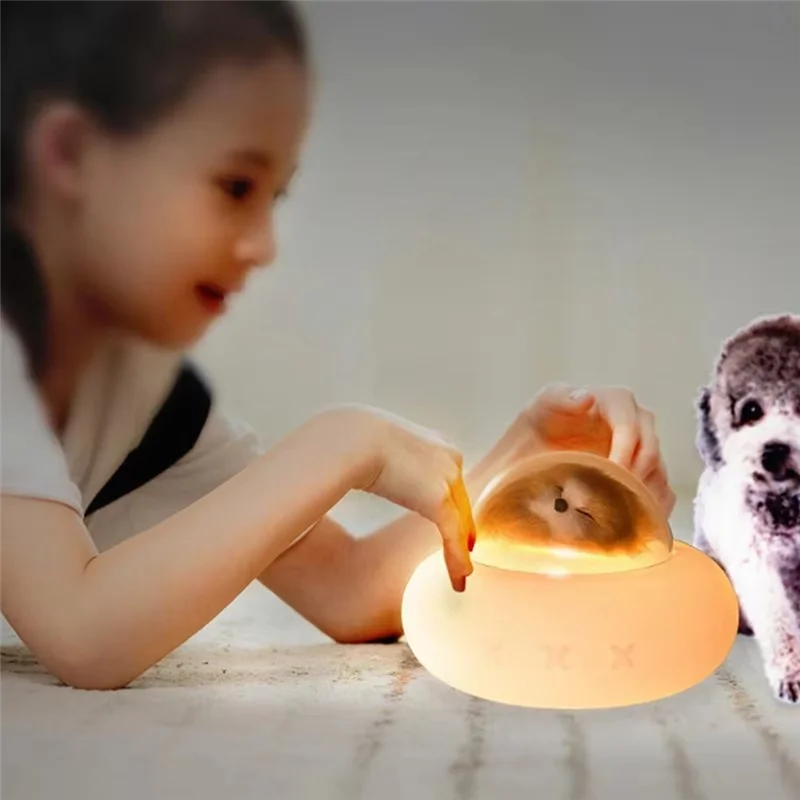 

LICE-силиконовая лампа космического корабля, 7 цветов, космический корабль для домашних животных, светодиодный ночник с животными, детская силиконовая прикроватная лампа, атмосферный свет