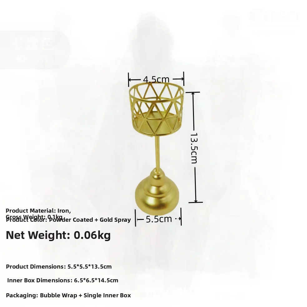 

Golden Iron Cut out Candlestick Tealight Stand Home Decoration Vintage Metal Candle Holder for Living Room Dinner Ornaments
