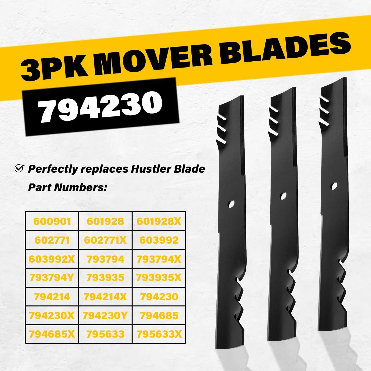 3PK Lawn Mover Blades Replace for New Oregon G3 Gator Blades Fit for Hustler 794230 793935 794214 600901 603992X 793794 793794X