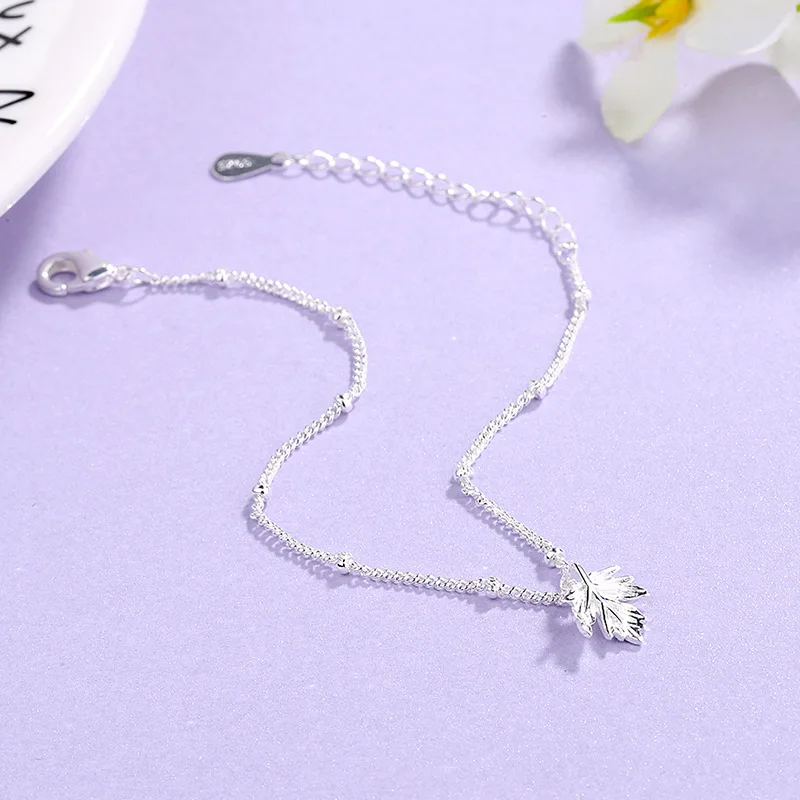 CIAXY Silver Color Maple Leaf Bracelets for Women Small Fresh Fashion Charm Bracelet Fashion Jewelry pulseras