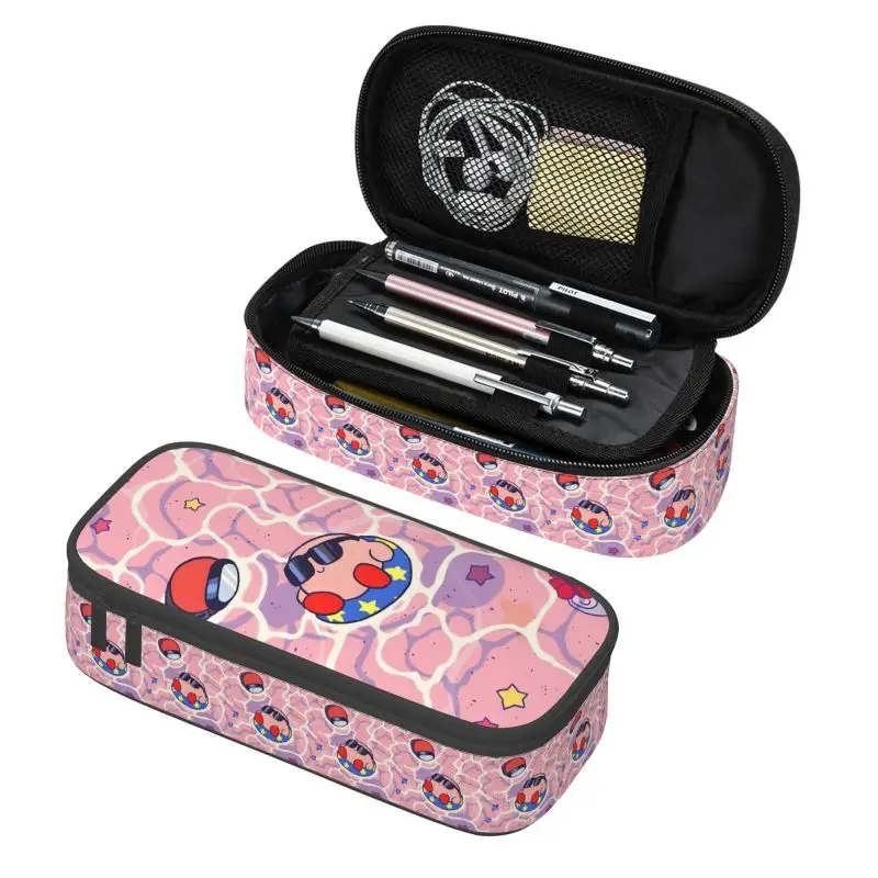 Kirbys Cartoon Game Federmäppchen für Jungen und Mädchen, große Aufbewahrungsbox für Stifte, Tasche für Schulbedarf
