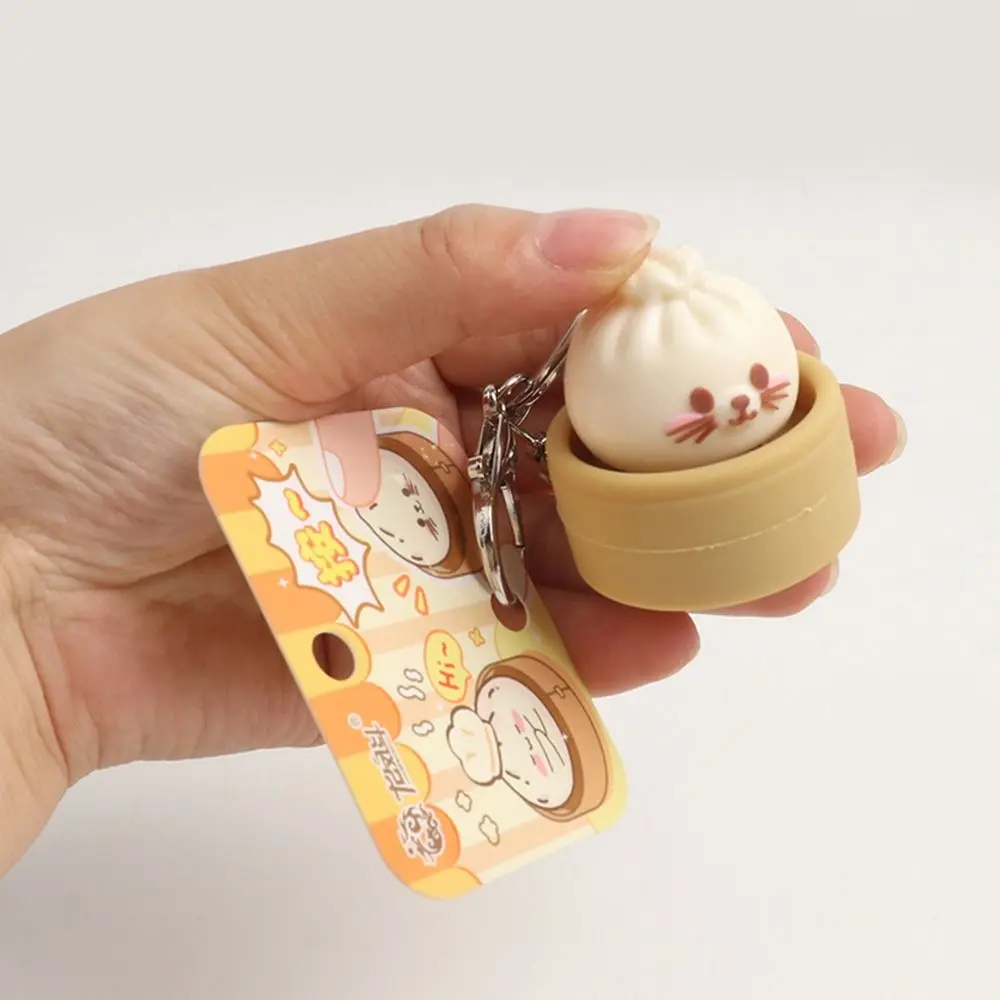Mini Steamed Bun Stress Relief Slow Rebound Simulation Dim Sum Decompression Bun Keychain Clicker Keychain Hanging Decoration