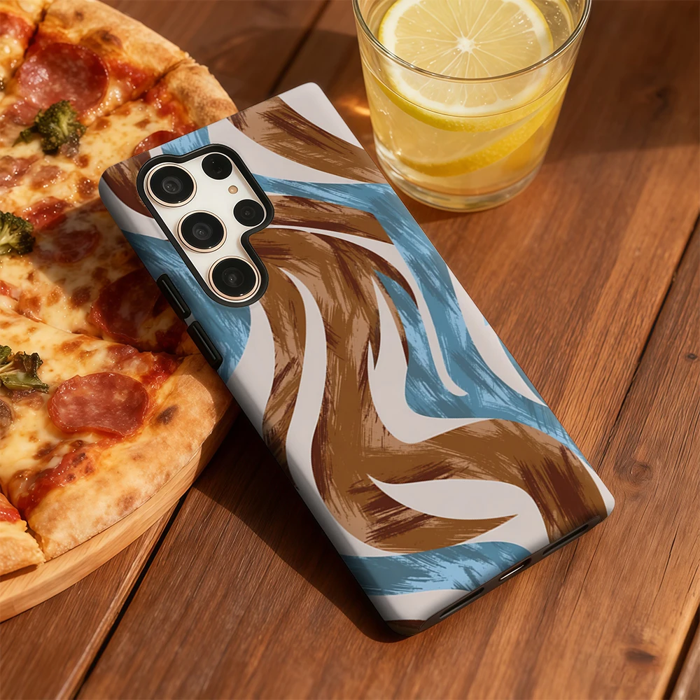 

Brushstroke Waves Phone Case for Samsung Galaxy S20 FE S22 S24 S25 Plus Ultra 4G 5G Luxury Double-layer Back Cover Funda