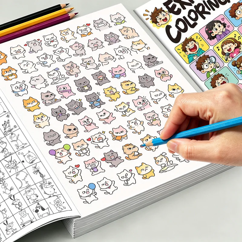 Adult Expression Coloring Book, 32 Pages Emotion Theme Drawing Book, Sketch Coloring Pages for Adults Art Activity