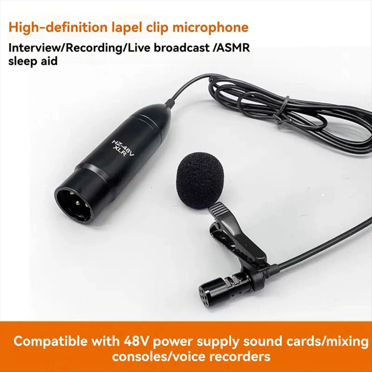 

A64K Lavalier Live Mini Microphone Wired HD 48V 3-Pin XLR Connector Recording Device for Recording Sound Card, Live Broadcast