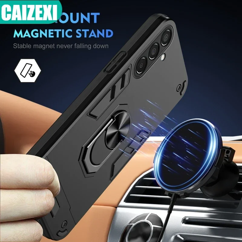 For Samsung Galaxy M15 Case SM-M156B Armor Rugged Shockproof Magnetic Ring Cases for Samsung M15 F 15 Galaxy F15 Lens Cover