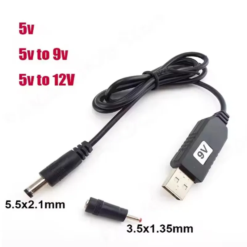1M Usb Power Boost Line Dc USB 5v To Dc 5V 9V 12V Step Up Module Usb Converter Adapter Cable 2.1x5.5mm 3.5x1.35mm Plug