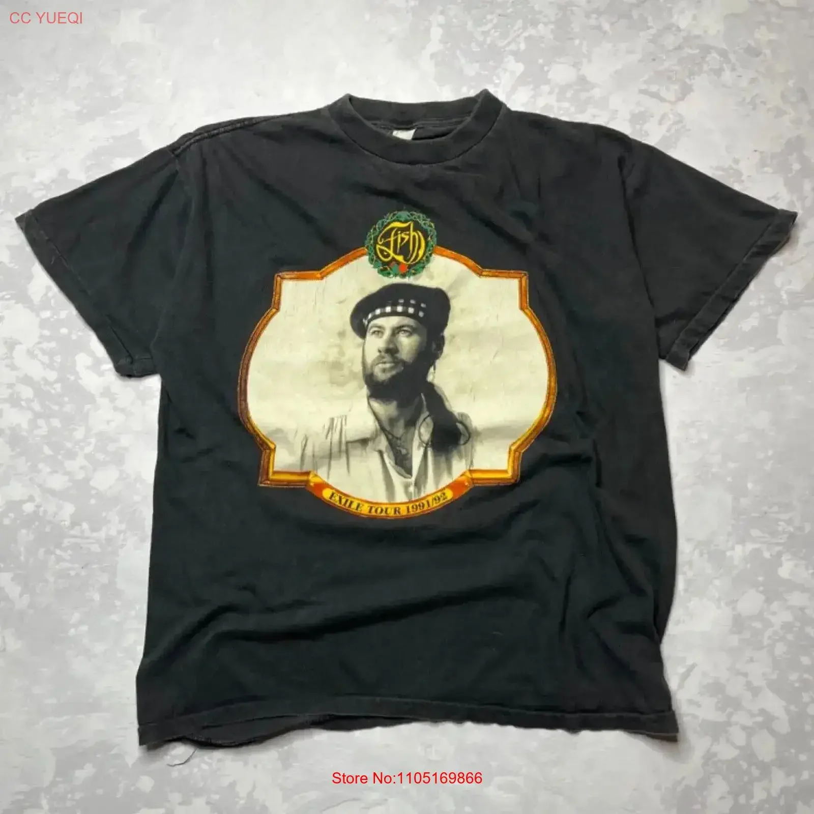 Vintage 1991 92 Fish Internal Exile Tour T shirt Rock Band Black vintage Washed designer clothes Casual graphic Stretched homme