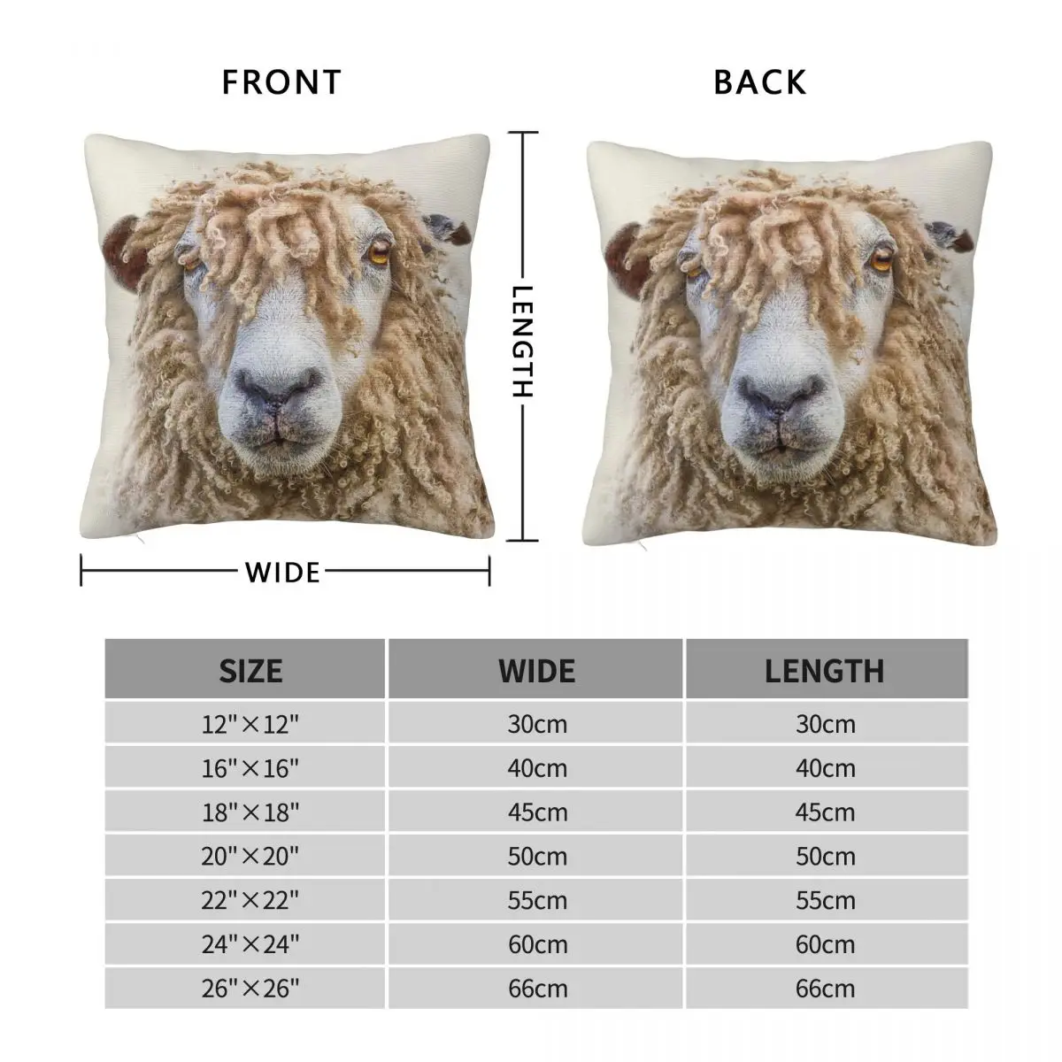 Leicester Longwool Sheep Square Pillowcase Polyester Linen Velvet Printed Zip Decor Pillow Case Sofa Cushion Cover