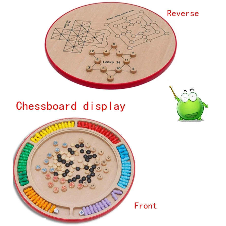 10in1 New Chess World Wood Parent And Child Board Game Checkers Animal Fighting Chessboard Classic Family Kid Party Playing Gift